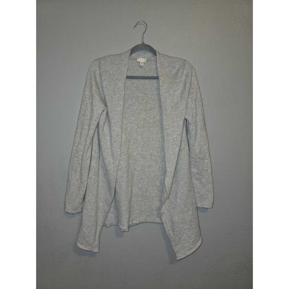 Garnet Hill 100% Cashmere Heathered Gray Open Cardigan Quiet Luxury Classic Sz M